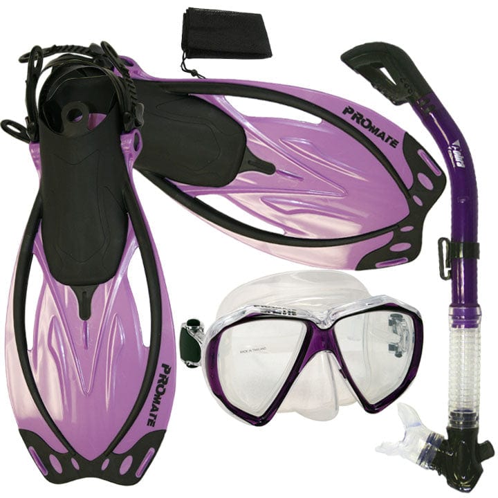 Promate Fish Eyes Prescription Mask Dry Snorkel Fins Gear Set - SCS0042 RX