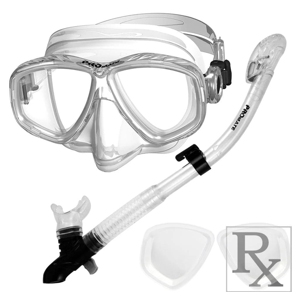 Promate Pro Viewer Prescription Snorkeling Purge Mask and Ultra Dry Snorkel Combo Set - SCS0096