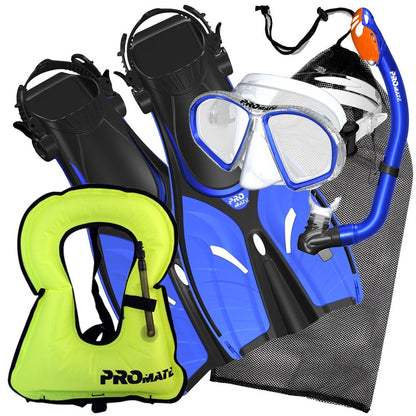 Promate Spectrum Jr. Snorkel Combo Set with Snorkeling Fins With Snorkel Vest Jacket - SCS0098 +SV01