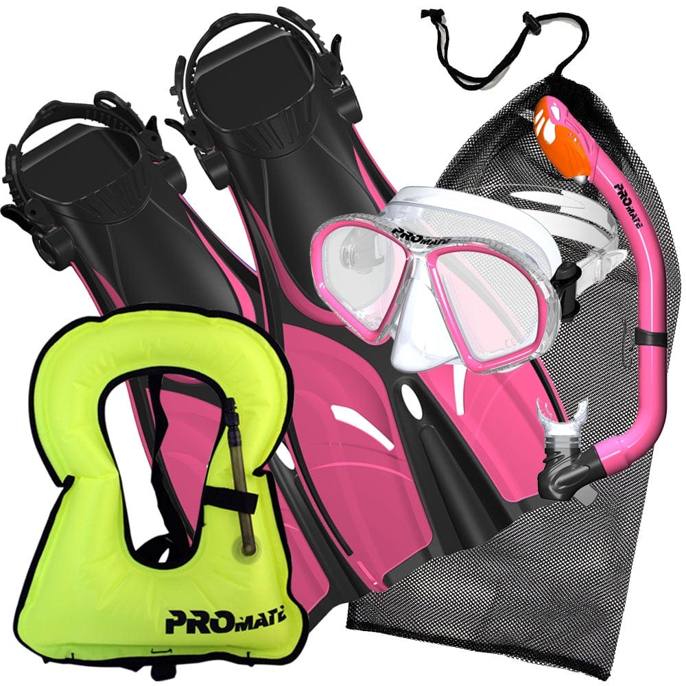 Promate Spectrum Jr. Snorkel Combo Set with Snorkeling Fins With Snorkel Vest Jacket - SCS0098 +SV01