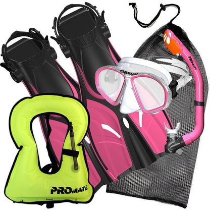 Promate Spectrum Jr. Snorkel Combo Set with Snorkeling Fins With Snorkel Vest Jacket - SCS0098 +SV01