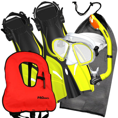 Promate Spectrum Jr. Snorkel Combo Set with Snorkeling Fins With Snorkel Vest Jacket - SCS0098 +SV01
