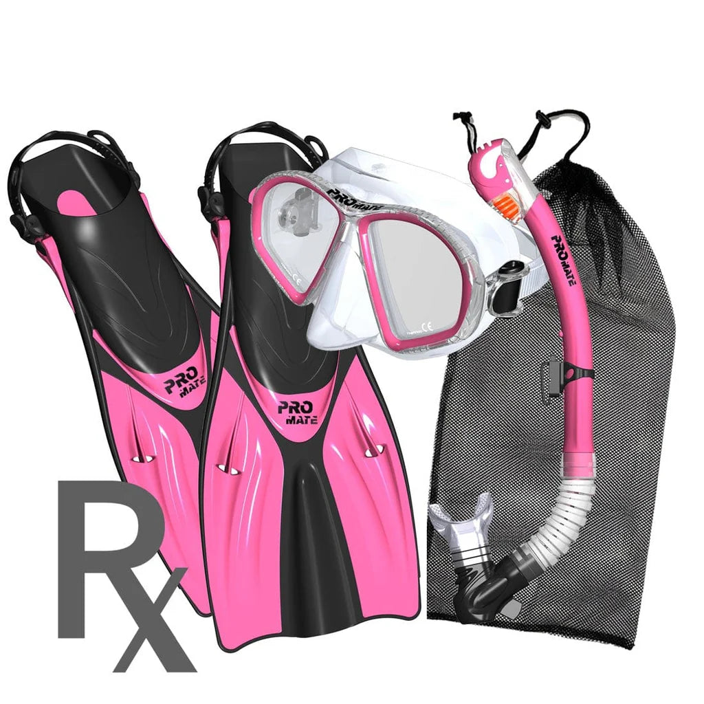 Promate Spectrum Youth Prescription RX Snorkel Combo Set with Snorkeling Fins - SCS0098
