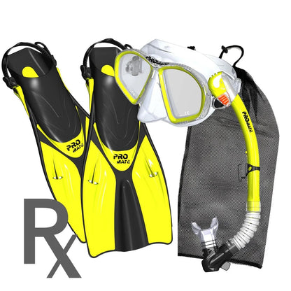Promate Prescription Spectrum Adult Snorkeling Mask Dry Snorkel Fins Package - SCS0099 RX
