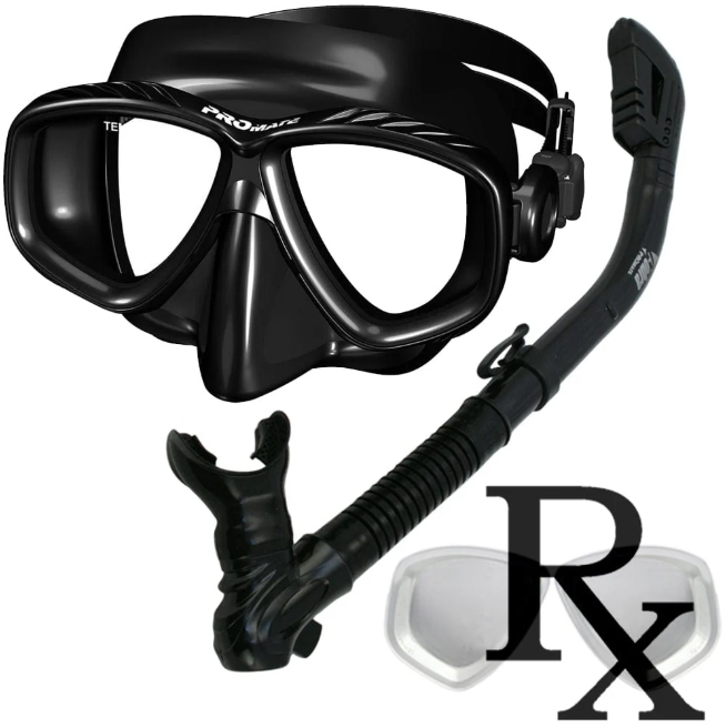 Promate Pro Viewer Purge Mask and Dry Snorkel Combo Set for Scuba Diving Snorkeling - SCS0005