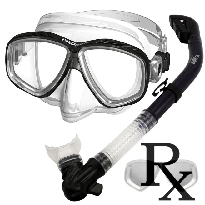 Promate Pro Viewer Purge Mask and Dry Snorkel Combo Set for Scuba Diving Snorkeling - SCS0005
