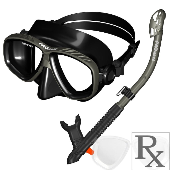 PROMATE Sea Viewer Snorkeling Scuba Diving Prescription Mask with Ultra Dry Snorkel Set - SCS0093 RX