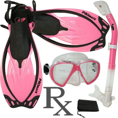 Promate Fish Eyes Prescription Mask Dry Snorkel Fins Gear Set - SCS0042 RX