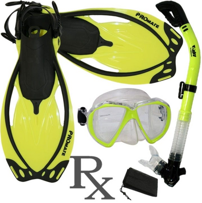 Promate Fish Eyes Prescription Mask Dry Snorkel Fins Gear Set - SCS0042 RX
