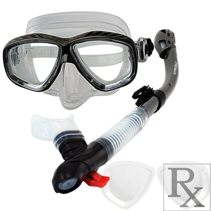 Promate Pro Viewer Prescription Snorkeling Purge Mask and Ultra Dry Snorkel Combo Set - SCS0096