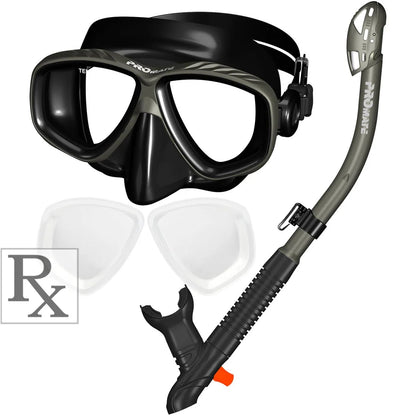 Promate Pro Viewer Prescription Snorkeling Purge Mask and Ultra Dry Snorkel Combo Set - SCS0096