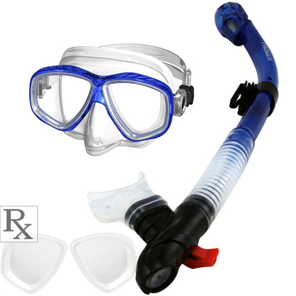 Promate Pro Viewer Prescription Snorkeling Purge Mask and Ultra Dry Snorkel Combo Set - SCS0096
