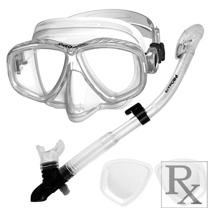 Promate Pro Viewer Prescription Snorkeling Purge Mask and Ultra Dry Snorkel Combo Set - SCS0096