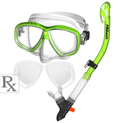 Promate Pro Viewer Prescription Snorkeling Purge Mask and Ultra Dry Snorkel Combo Set - SCS0096