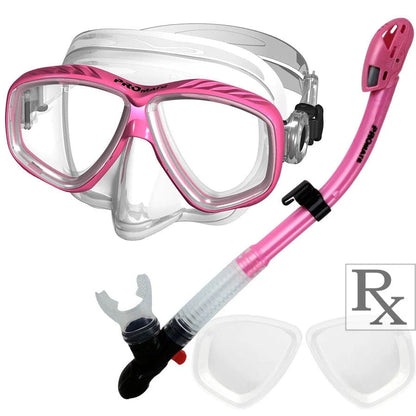 Promate Pro Viewer Prescription Snorkeling Purge Mask and Ultra Dry Snorkel Combo Set - SCS0096