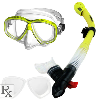 Promate Pro Viewer Prescription Snorkeling Purge Mask and Ultra Dry Snorkel Combo Set - SCS0096